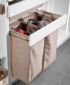 Pullout hamper for a custom closet design