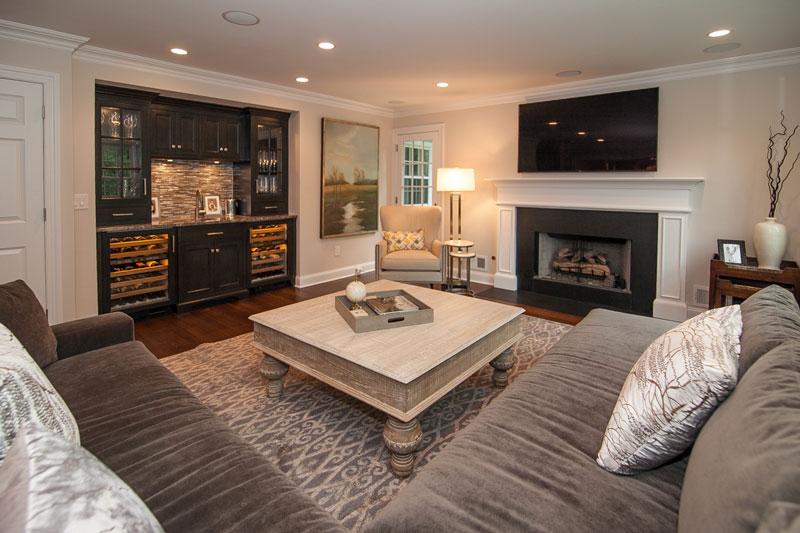 Living Room with Black Cabinetry Living Room with Black Cabinetry