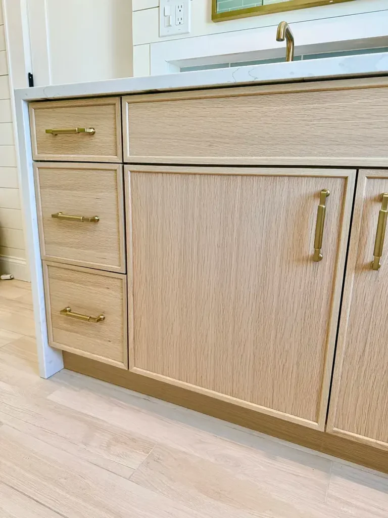 Elegant Vanity with Rift-Cut Oak Cabinets