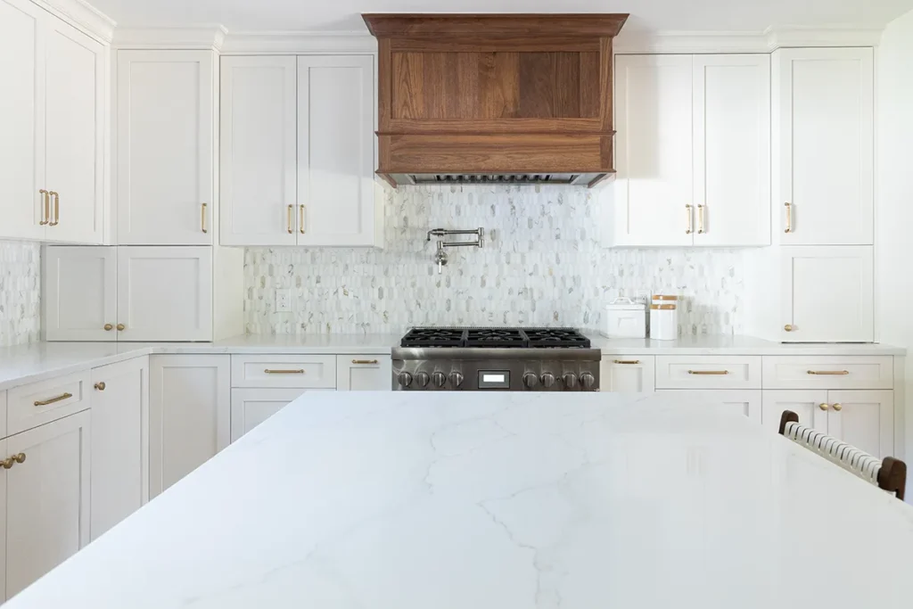 Walnut Hood and Tile Backsplash