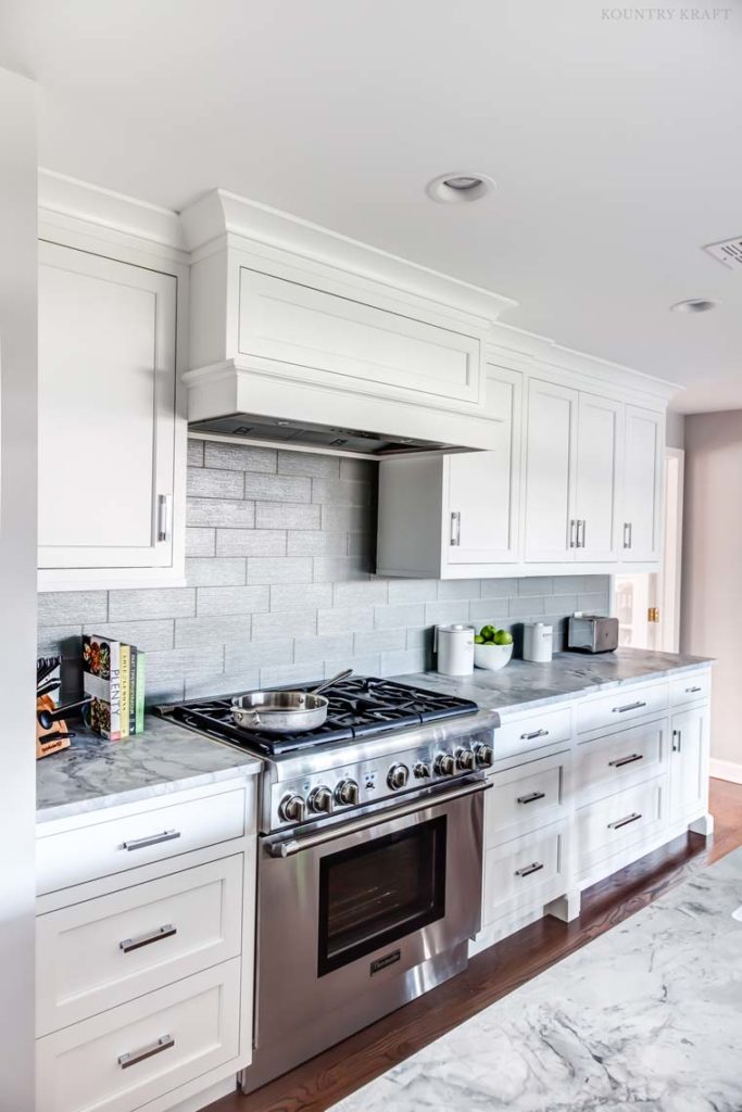 Custom White Inset Cabinets for a kitchen in Madison, New Jersey